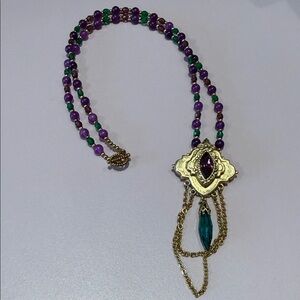 Elegant Gold, Green and Purple Necklace